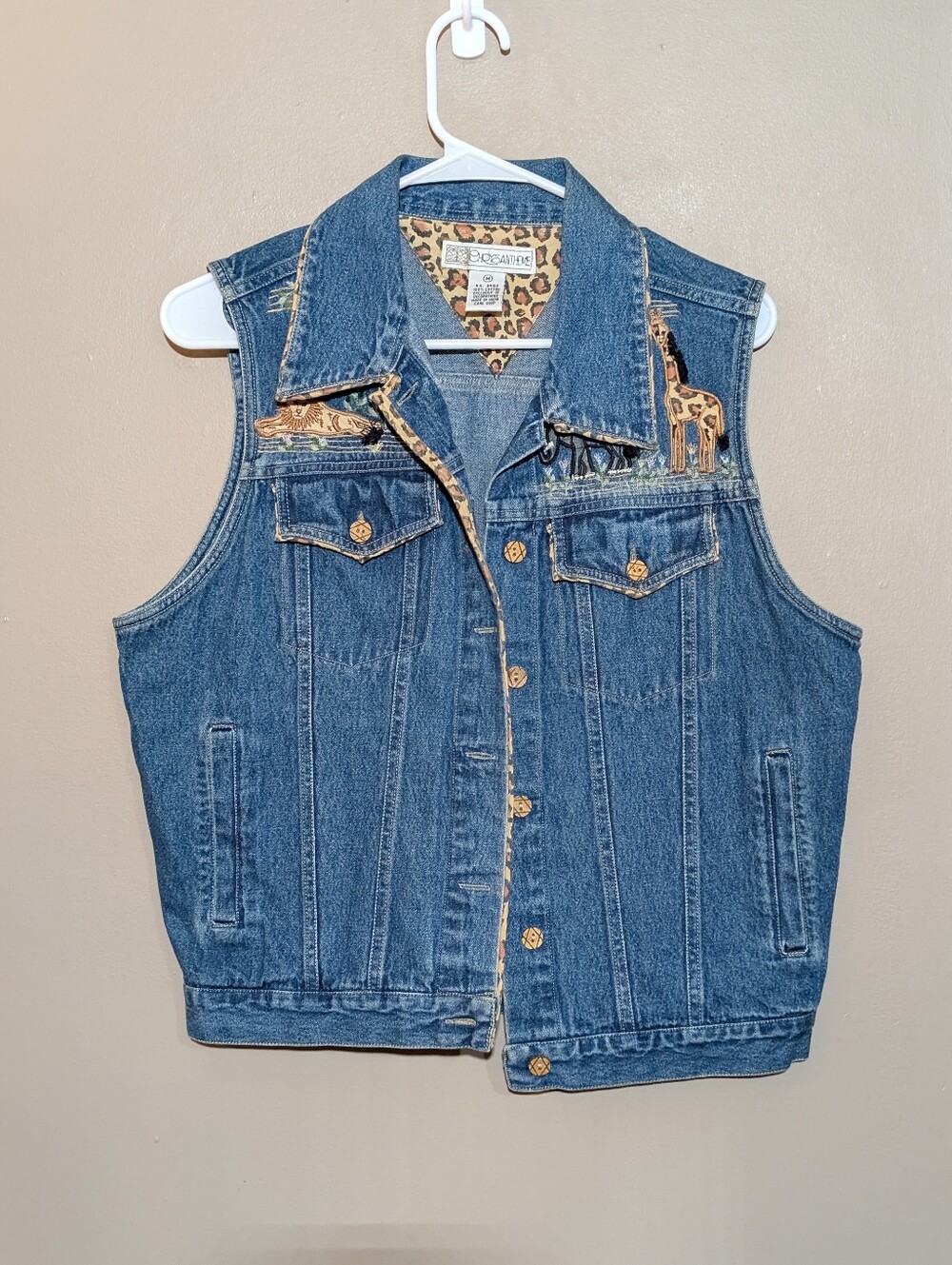 Vintage 90s Chrysantheme Safari  Denim Vest